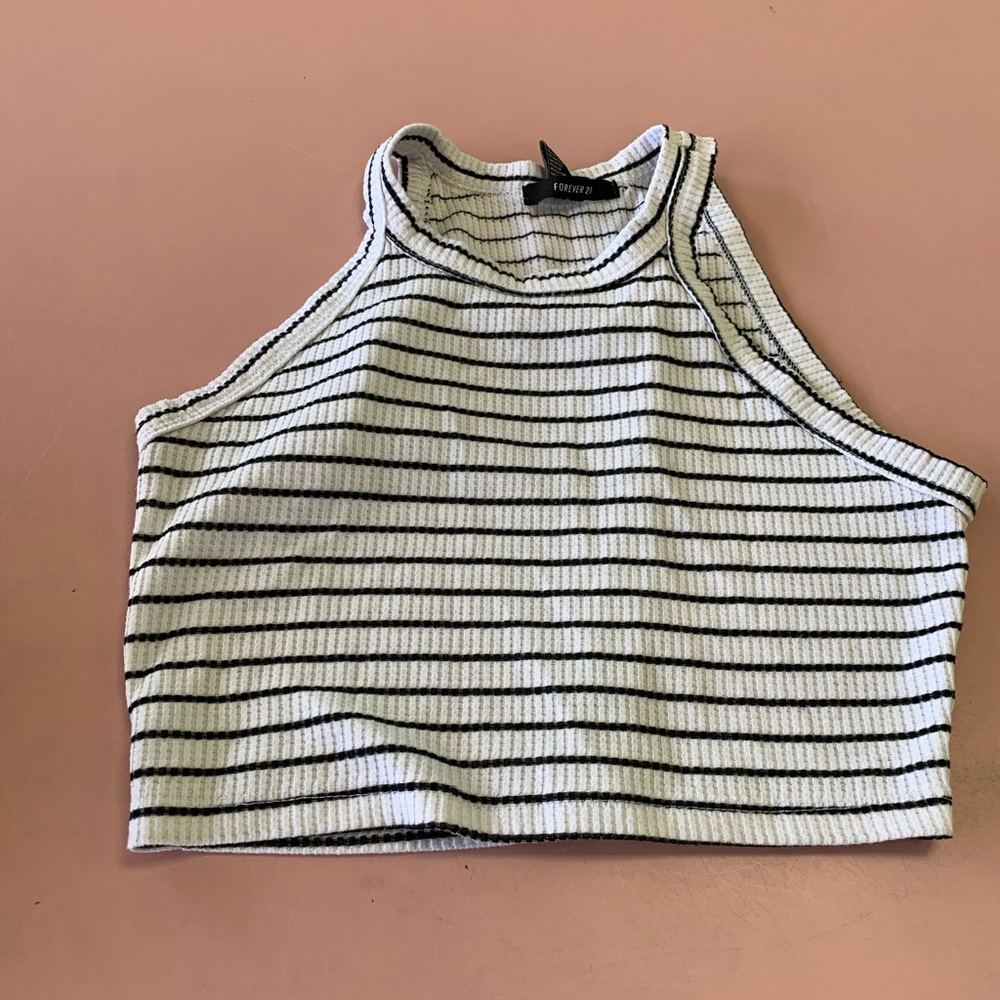 Navy & white crop top
